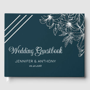 White Lilies Hand Drawn Guest Book