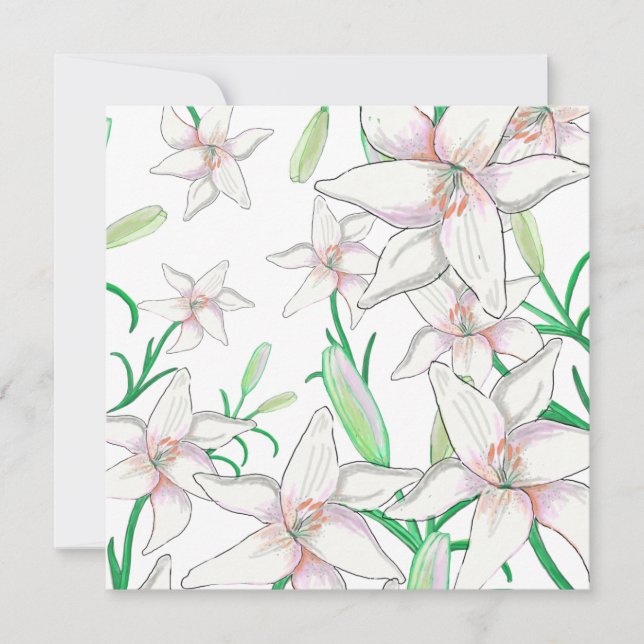White Lilies Illustration Card (Front)