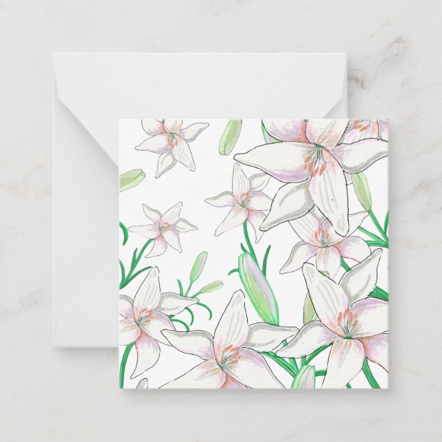 White Lilies Illustration   Card (Front)