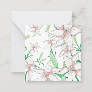 White Lilies Illustration   Card