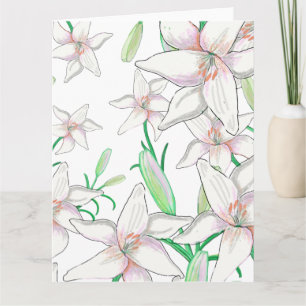 White Lilies Illustration Card