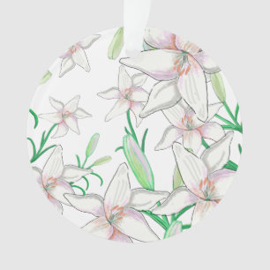White Lilies Illustration Ornament
