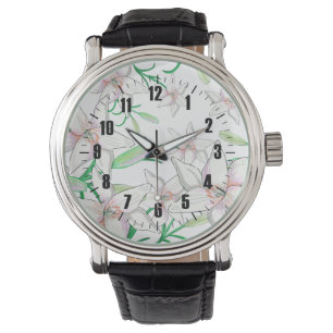 White Lilies Illustration Watch