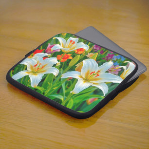 White Lilies Laptop Sleeve