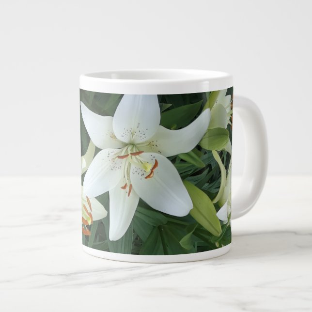 White Lilies Large Coffee Mug (Front Right)