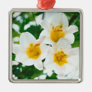 White lilies - Lilium candidum Metal Tree Decoration