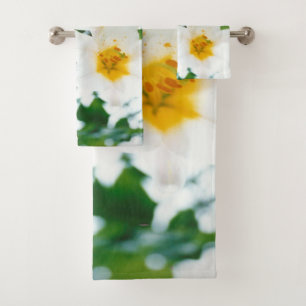 White Lilies - Lily Flower Lilium candidum Bath Towel Set