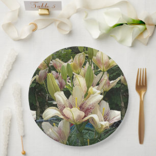 White Lilies Paper Plate