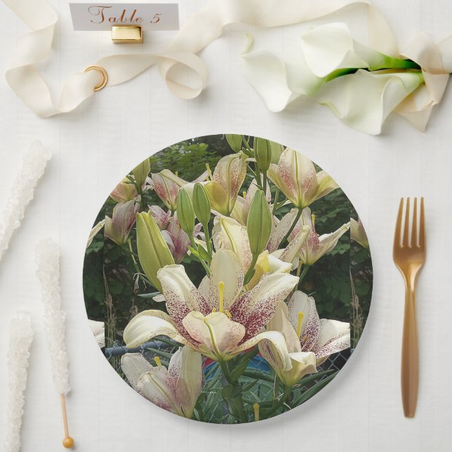 White Lilies Paper Plate (Wedding)