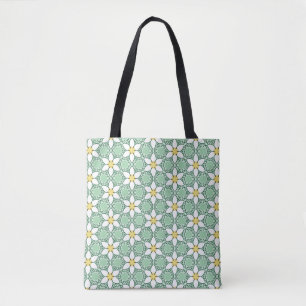 White Lilies Pattern Tote Bag