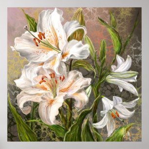 White Lilies Poster