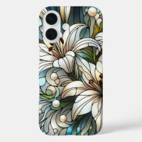 White Lilies Stained Glass Effect