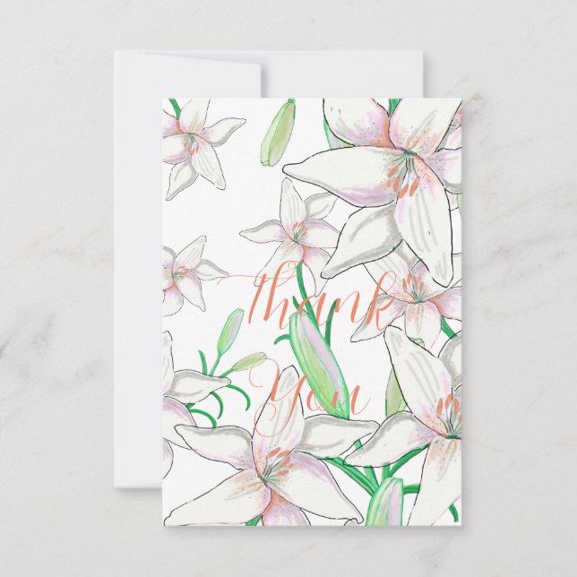 White Lilies  Thank You Card (Front)