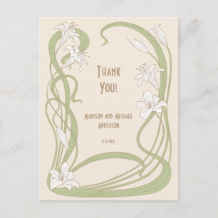 White Lilies Thank You Postcard