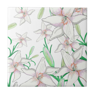 White Lilies Tile