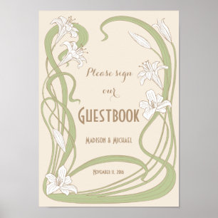White Lilies Wedding Guestbook Sign