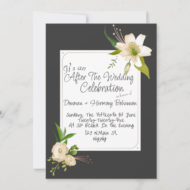 White Lilies Wedding Invitation (Front)