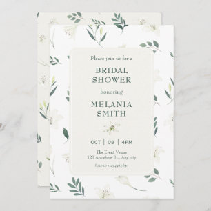 White liliy floral bridal shower invitation