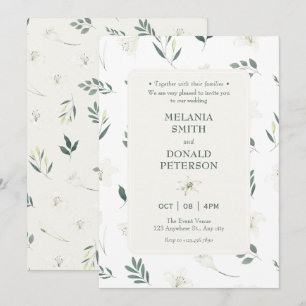 White liliy flowers wedding invitation