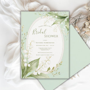 White Lillies of the Valley Whimsical Bridal  Invitation