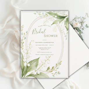 White Lillies of the Valley Whimsical Bridal  Invitation