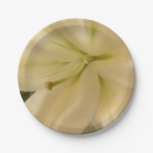 White Lillum Flower Photo Custom Paper Plates