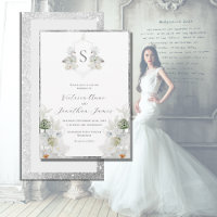 White Lilly Swan Monogram Crest Elegant Wedding