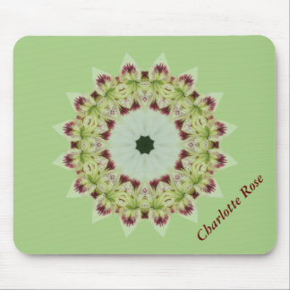 White Lily 16 Point Star Kaleidoscope Mouse Pad