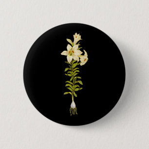 White Lily 6 Cm Round Badge