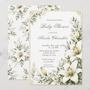 White Lily Baby Shower Invitation