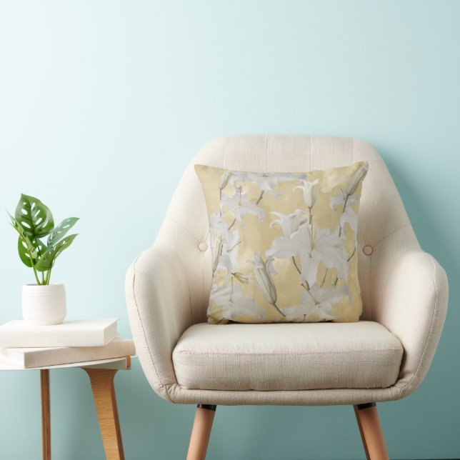 White Lily Blossom Glam 3a Cushion (Chair)