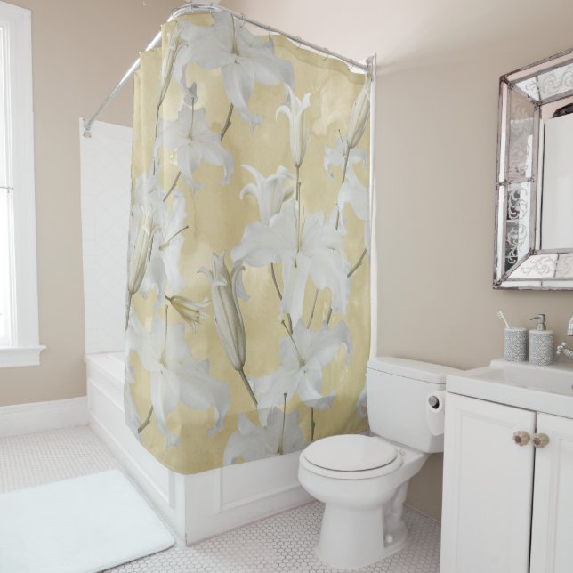 White Lily Blossom Glam 3a Shower Curtain (In Situ)