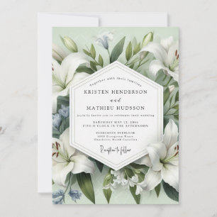 White Lily Botanical Elegance Wedding Invitation