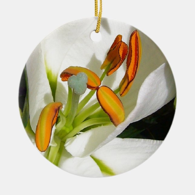 White Lily Ceramic Tree Decoration (Front)