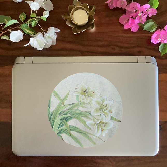 White Lily Classic Round Sticker (Creator Uploaded)