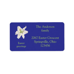 White lily Easter greeting Return Address Label