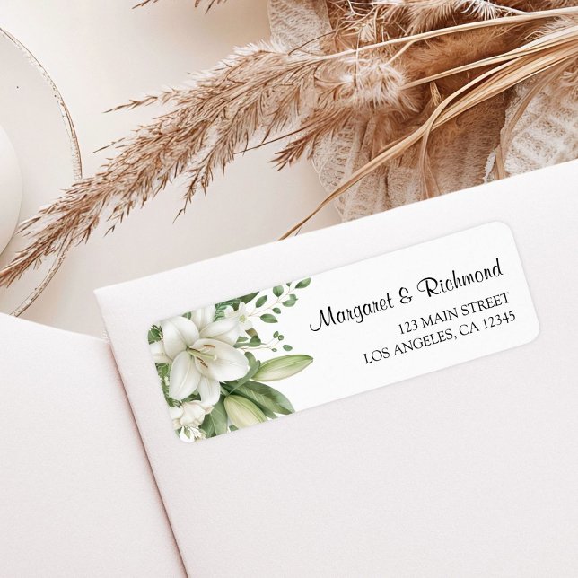 White Lily Elegant Floral Wedding Return Address (Creator Uploaded)