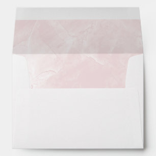 White Lily Floral Pink Marble Wedding Envelopes