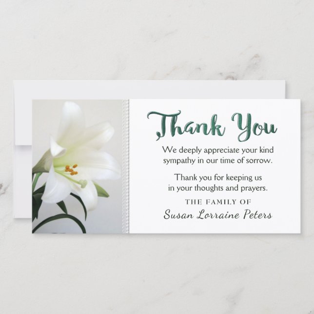 White Lily Floral Simplicity Thank You Family (Front)