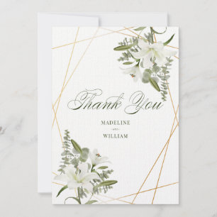 White Lily Floral Thank You Add Your Photo Invitation