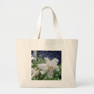 White Lily Floral Tote Bag