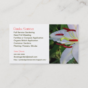 White Lily Flower Gardener Business Card