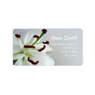 White Lily. Flower. Label