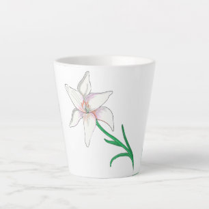 White Lily Flower  Latte Mug
