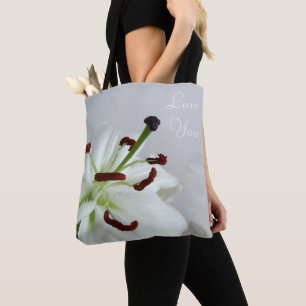 White Lily. Flower. Lumbar Pillow Tote Bag