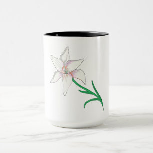 White Lily Flower Mug