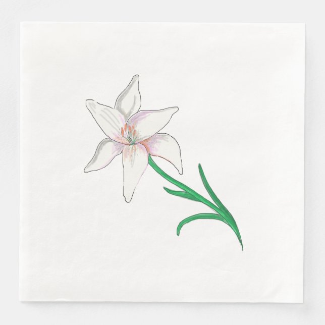 White Lily Flower  Napkin (Front)