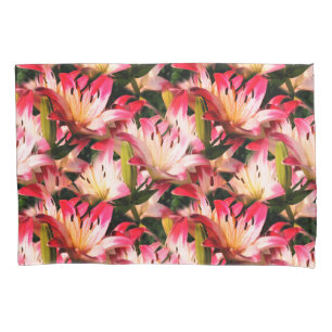 White Lily Flower Nature Pattern   Pillowcase