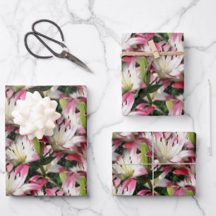White Lily Flower Pattern Nature   Wrapping Paper Sheet