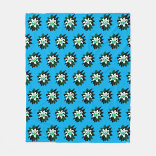 White Lily Flower With Dark Green Leaves Fleece Blanket